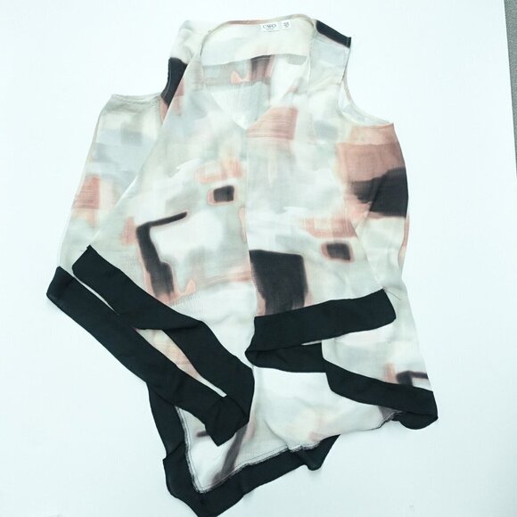 CATO Tank Top Blouse Women's 18/20W Gray black Sleeveless V-Neck Asymmetrical - Picture 1 of 7